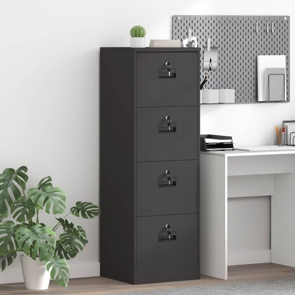 Schwarzer Aktenschrank aus Stahl