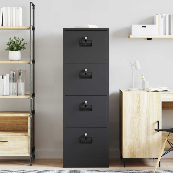 Schwarzer Aktenschrank aus Stahl