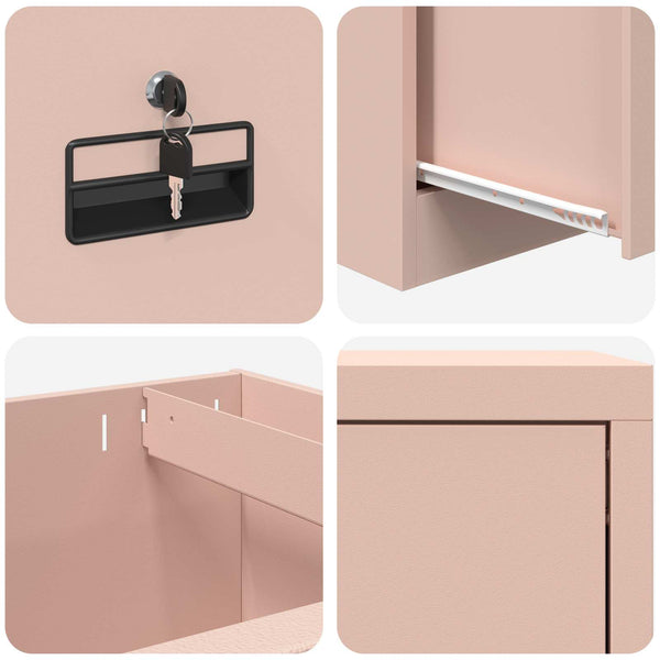 Rosa Aktenschrank aus Stahl