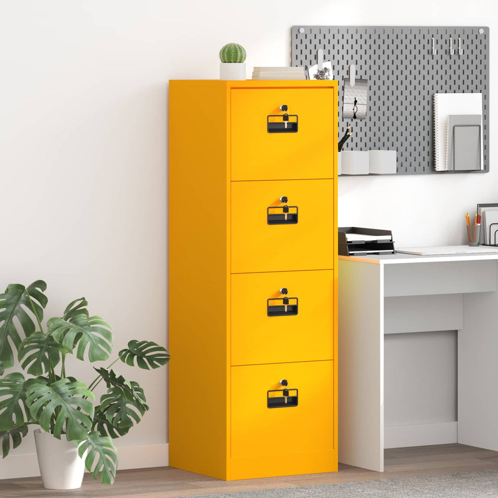 Senfgelber Aktenschrank aus Stahl