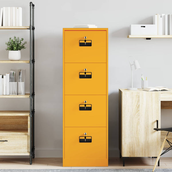 Senfgelber Aktenschrank aus Stahl