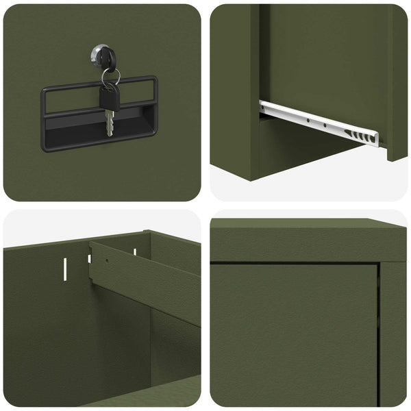 vidaXL Armoire de classement vert olive 45,5 x 42 x 139 cm en acier laminé à froid