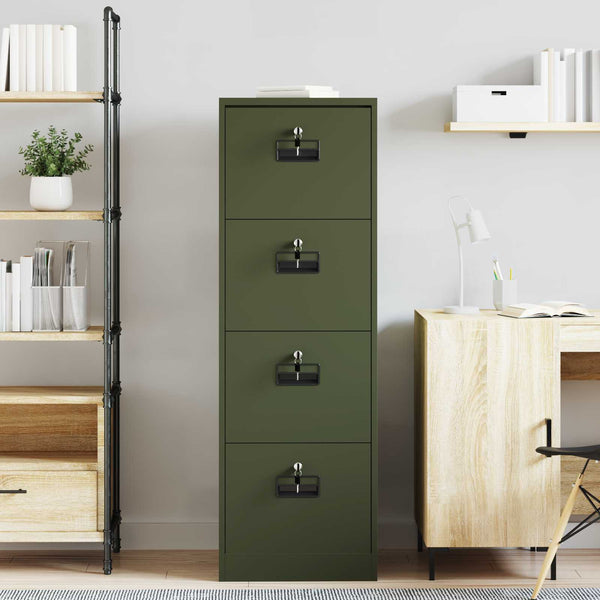 vidaXL Armoire de classement vert olive 45,5 x 42 x 139 cm en acier laminé à froid