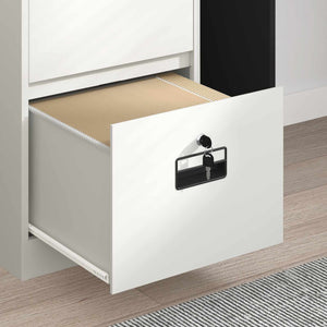 Weißer Aktenschrank aus Stahl, 139 cm