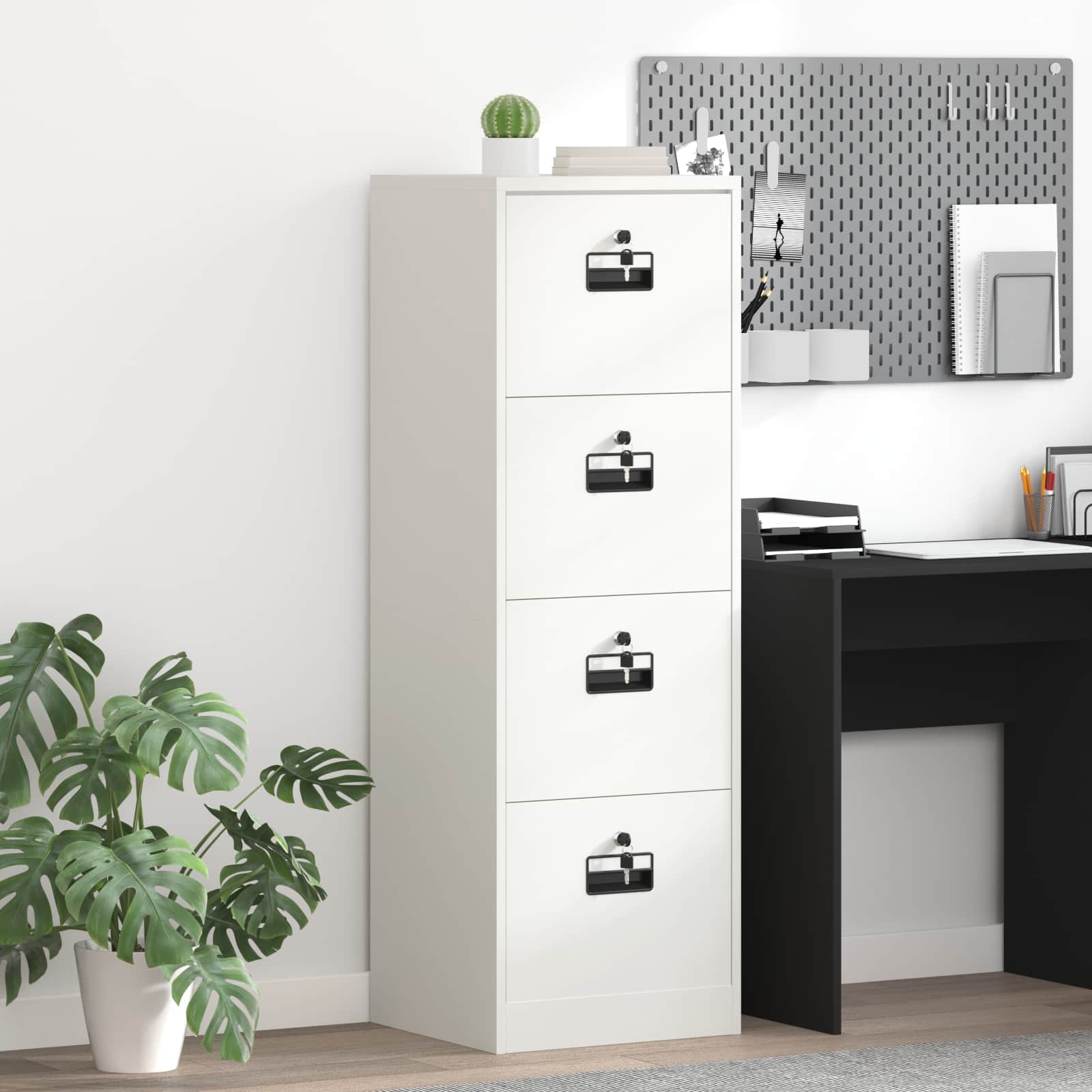 Weißer Aktenschrank aus Stahl, 139 cm