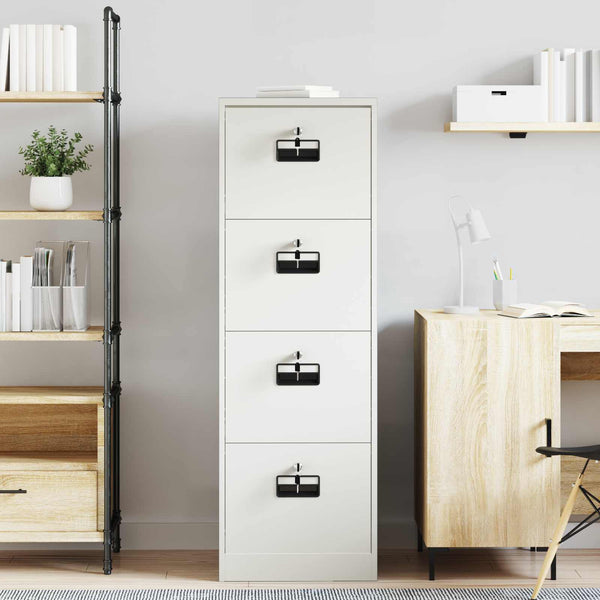 Weißer Aktenschrank aus Stahl, 139 cm