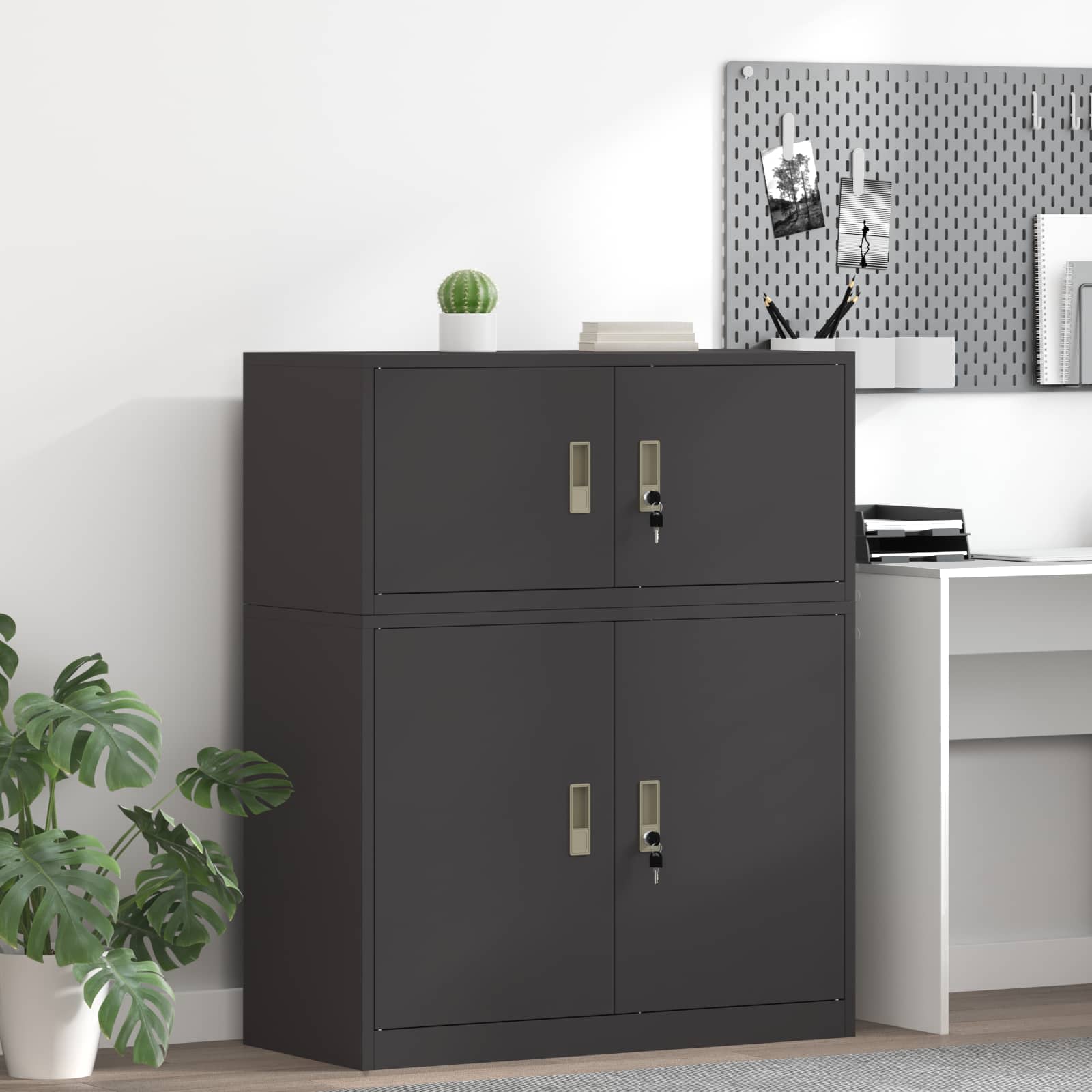 Stahlschrank Schwarz, 90x40x40 cm