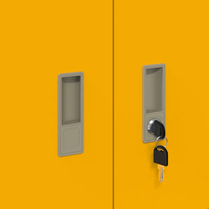 Senfgelber Stahlschrank, 90x40x40cm