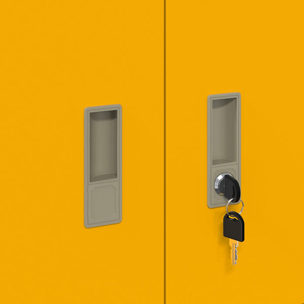 Senfgelber Stahlschrank, 90x40x40cm