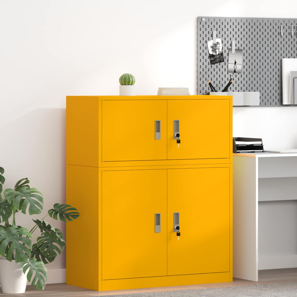 Senfgelber Stahlschrank, 90x40x40cm