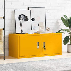 Senfgelber Stahlschrank, 90x40x40cm