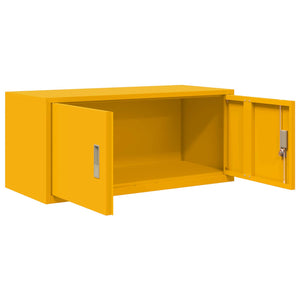 Senfgelber Stahlschrank, 90x40x40cm
