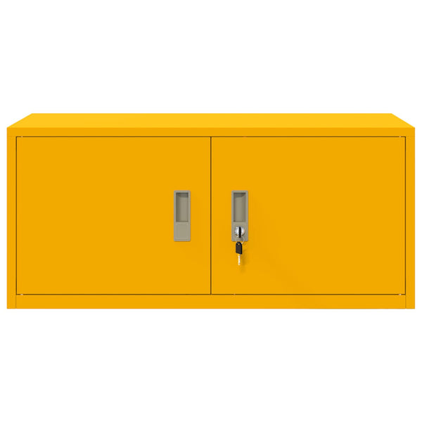 Senfgelber Stahlschrank, 90x40x40cm