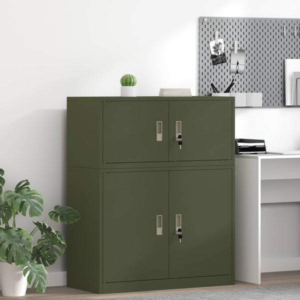 Aktenschrank Olive Grün Stahl 90x40x40cm