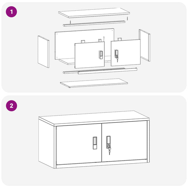 Weißer Stahlschrank, 90x40x40 cm