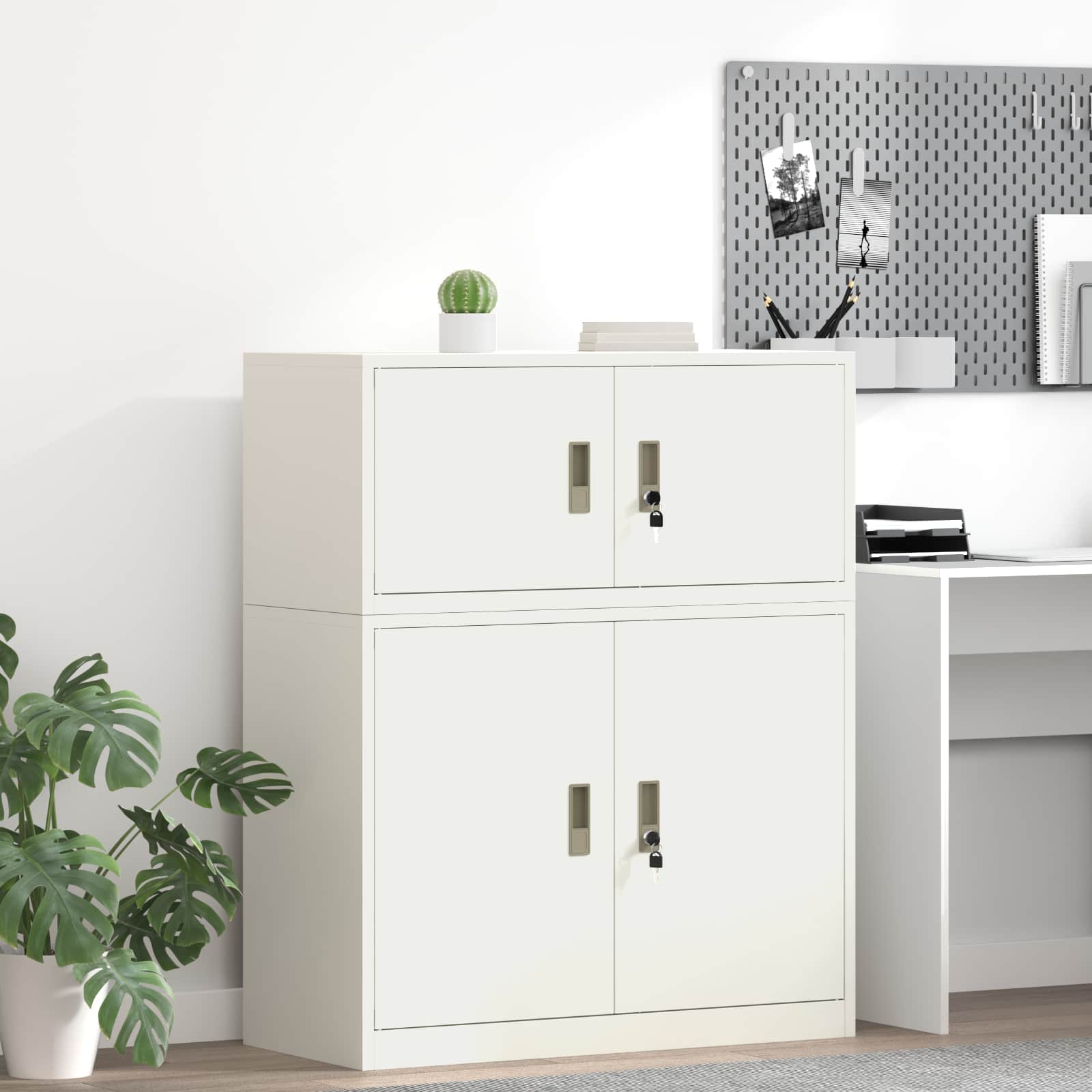 Weißer Stahlschrank, 90x40x40 cm
