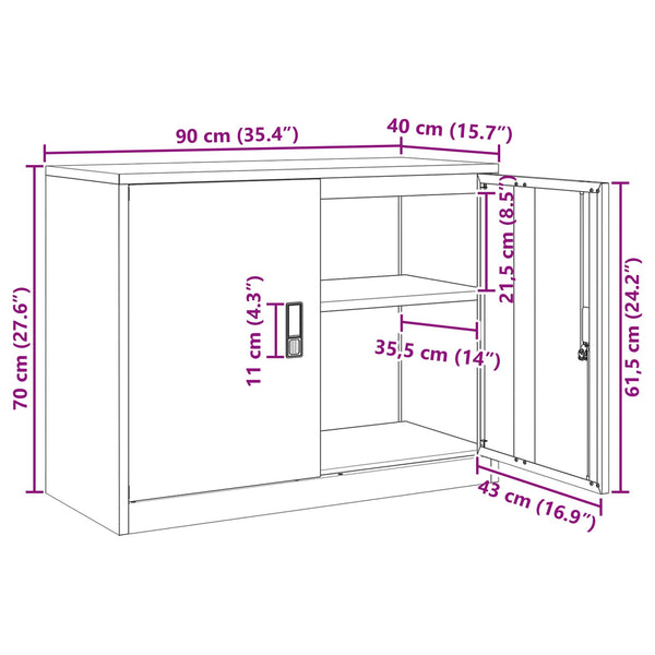 Anthrazit Stahlschrank 90x40x70cm