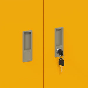 Senfgelber Stahlschrank, 90x40x70 cm