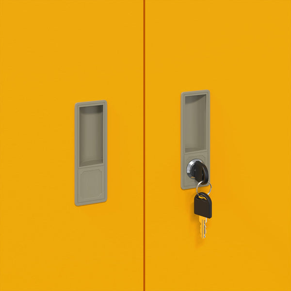 Senfgelber Stahlschrank, 90x40x70 cm