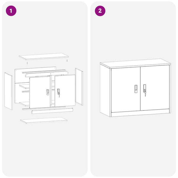 Senfgelber Stahlschrank, 90x40x70 cm