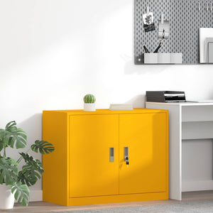 Senfgelber Stahlschrank, 90x40x70 cm