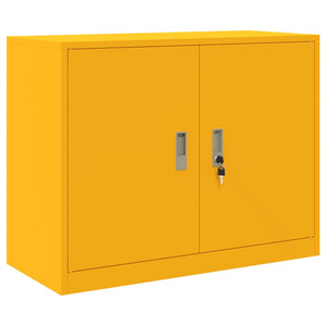 Senfgelber Stahlschrank, 90x40x70 cm