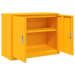 Senfgelber Stahlschrank, 90x40x70 cm