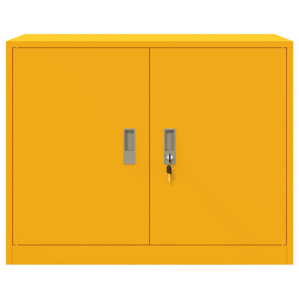 Senfgelber Stahlschrank, 90x40x70 cm