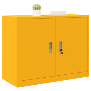 Senfgelber Stahlschrank, 90x40x70 cm