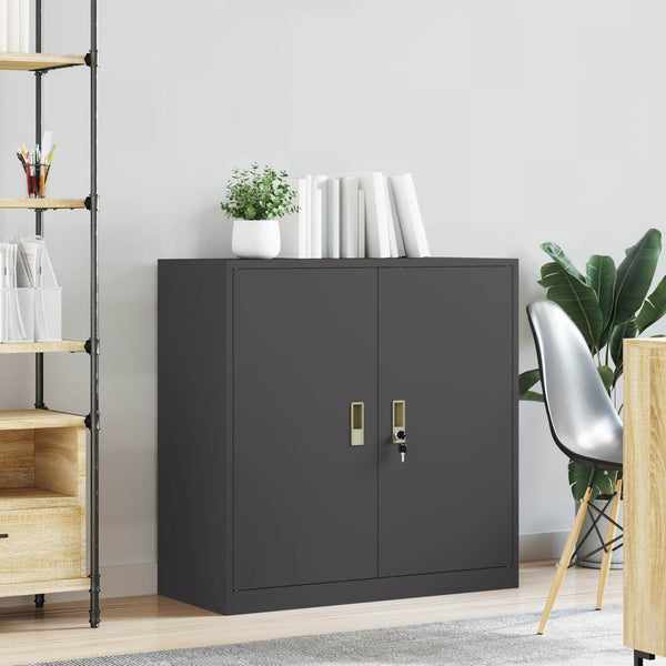 Schwarzer Stahlschrank, 90 cm