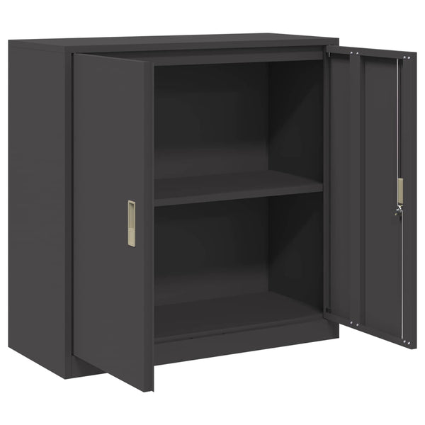 Schwarzer Stahlschrank, 90 cm