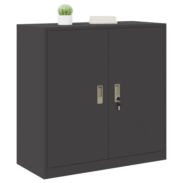 Schwarzer Stahlschrank, 90 cm