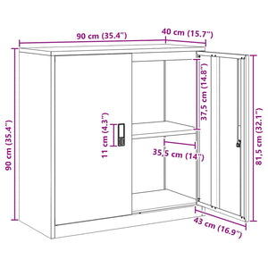Schwarzer Stahlschrank, 90 cm