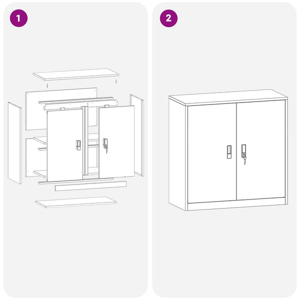 Aktenschrank Anthrazit Stahl 90x90x40cm