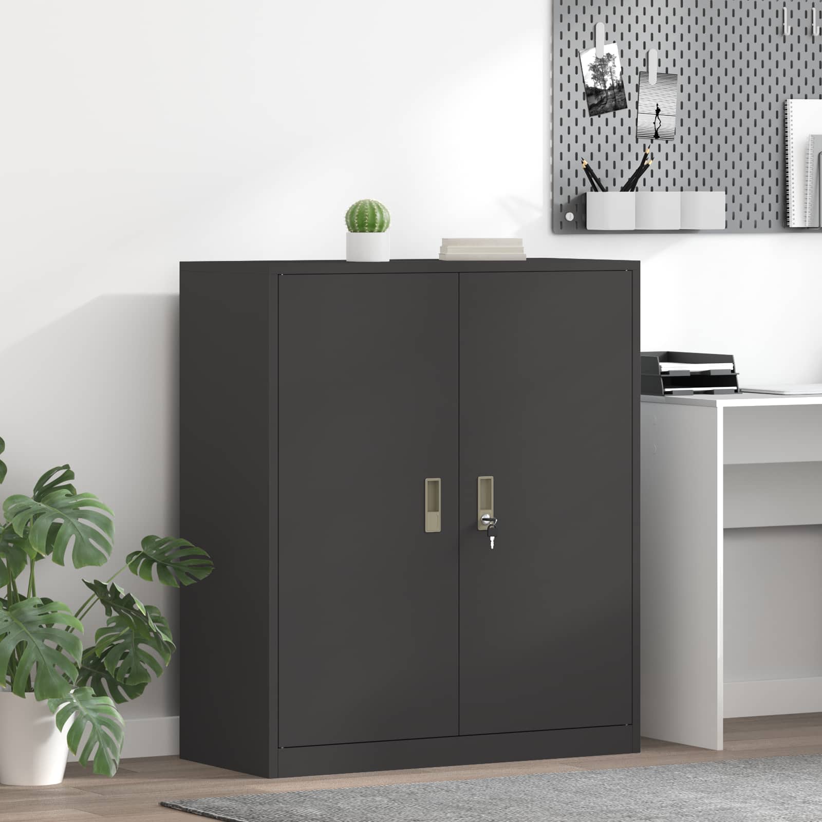 Stahlschrank Schwarz, 90x40x105 cm