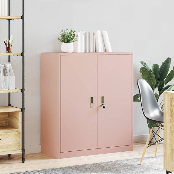 Rosa Aktenschrank, Stahl, 90x40x105 cm