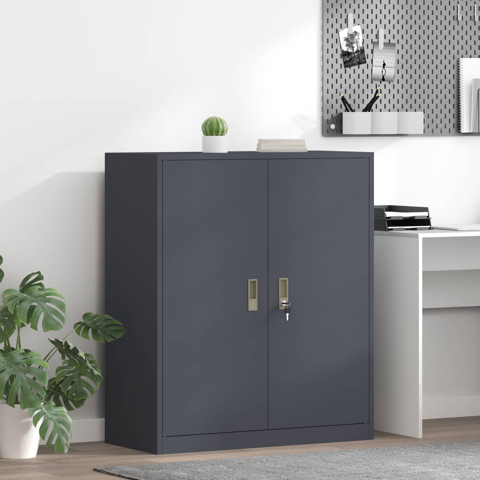 Aktenschrank Anthrazit Stahl 90x40x105cm