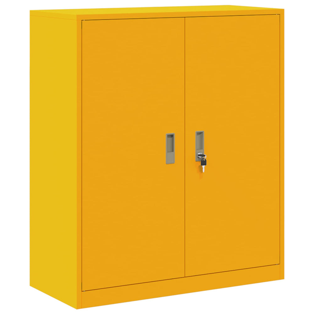 Senfgelber Stahlschrank, 90x40x105 cm