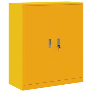 Senfgelber Stahlschrank, 90x40x105 cm