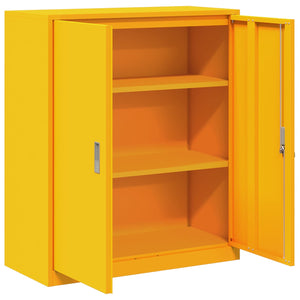 Senfgelber Stahlschrank, 90x40x105 cm