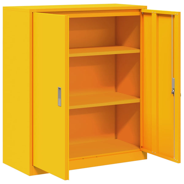 Senfgelber Stahlschrank, 90x40x105 cm