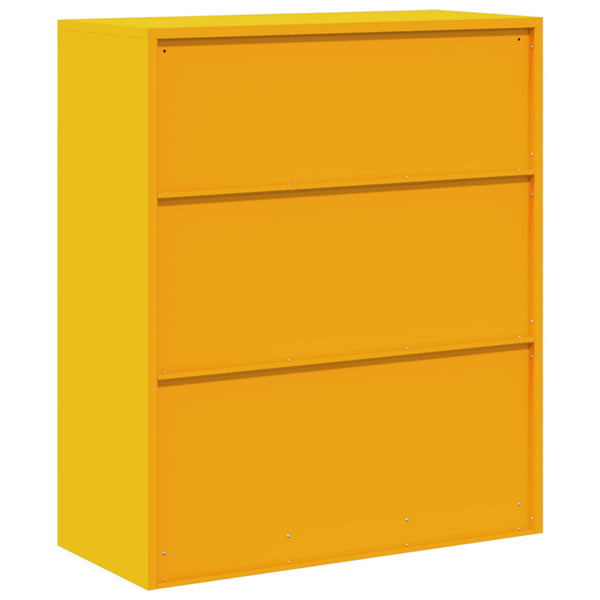 Senfgelber Stahlschrank, 90x40x105 cm