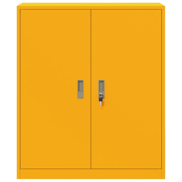 Senfgelber Stahlschrank, 90x40x105 cm