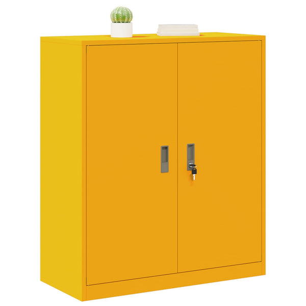 Senfgelber Stahlschrank, 90x40x105 cm