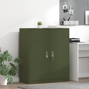Aktenschrank Olive Grün Stahl 90x40x105 cm
