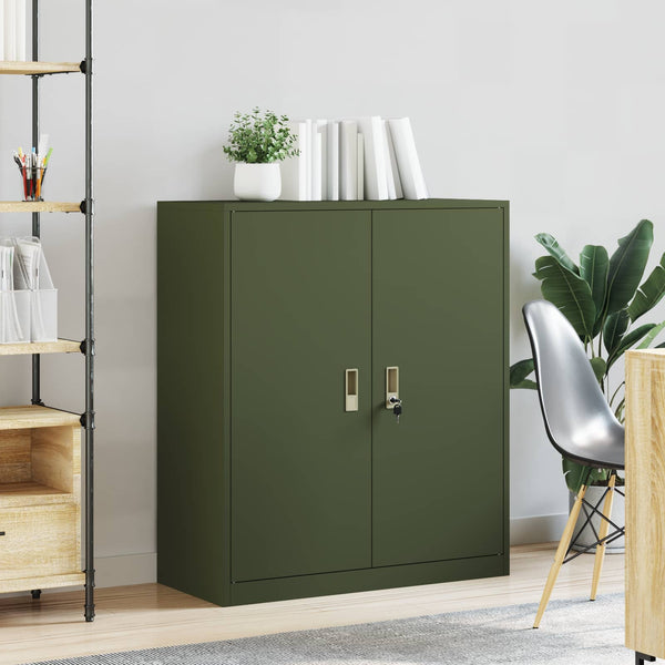 Aktenschrank Olive Grün Stahl 90x40x105 cm
