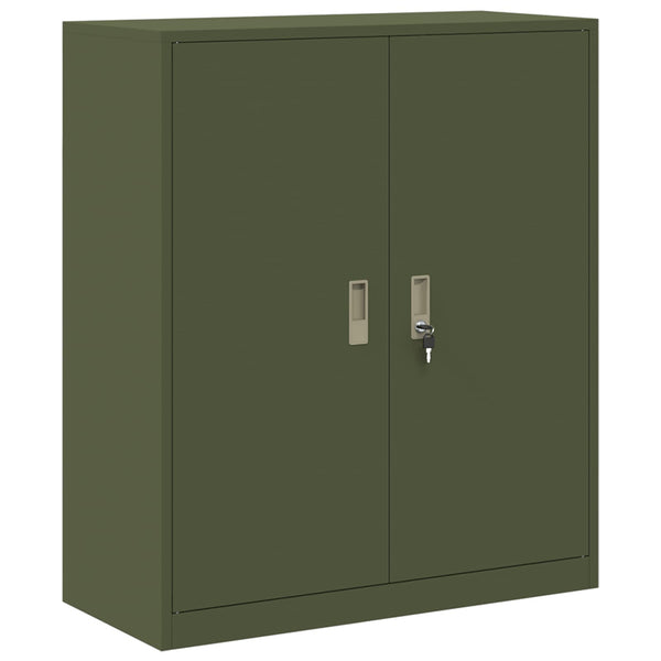 Aktenschrank Olive Grün Stahl 90x40x105 cm