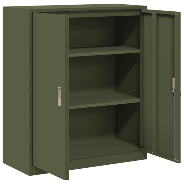 Aktenschrank Olive Grün Stahl 90x40x105 cm