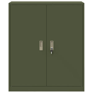 Aktenschrank Olive Grün Stahl 90x40x105 cm