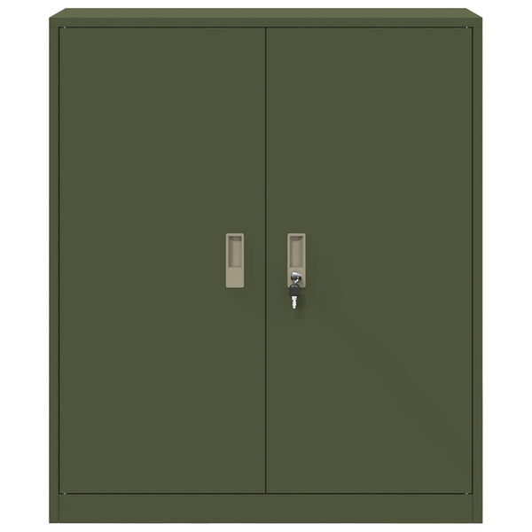 Aktenschrank Olive Grün Stahl 90x40x105 cm